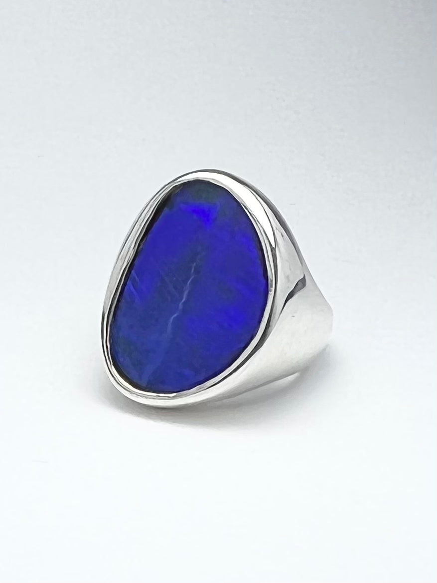 Black Opal and Sterling Siver Ring