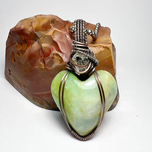 Green Peruvian Opal Heart Pendant