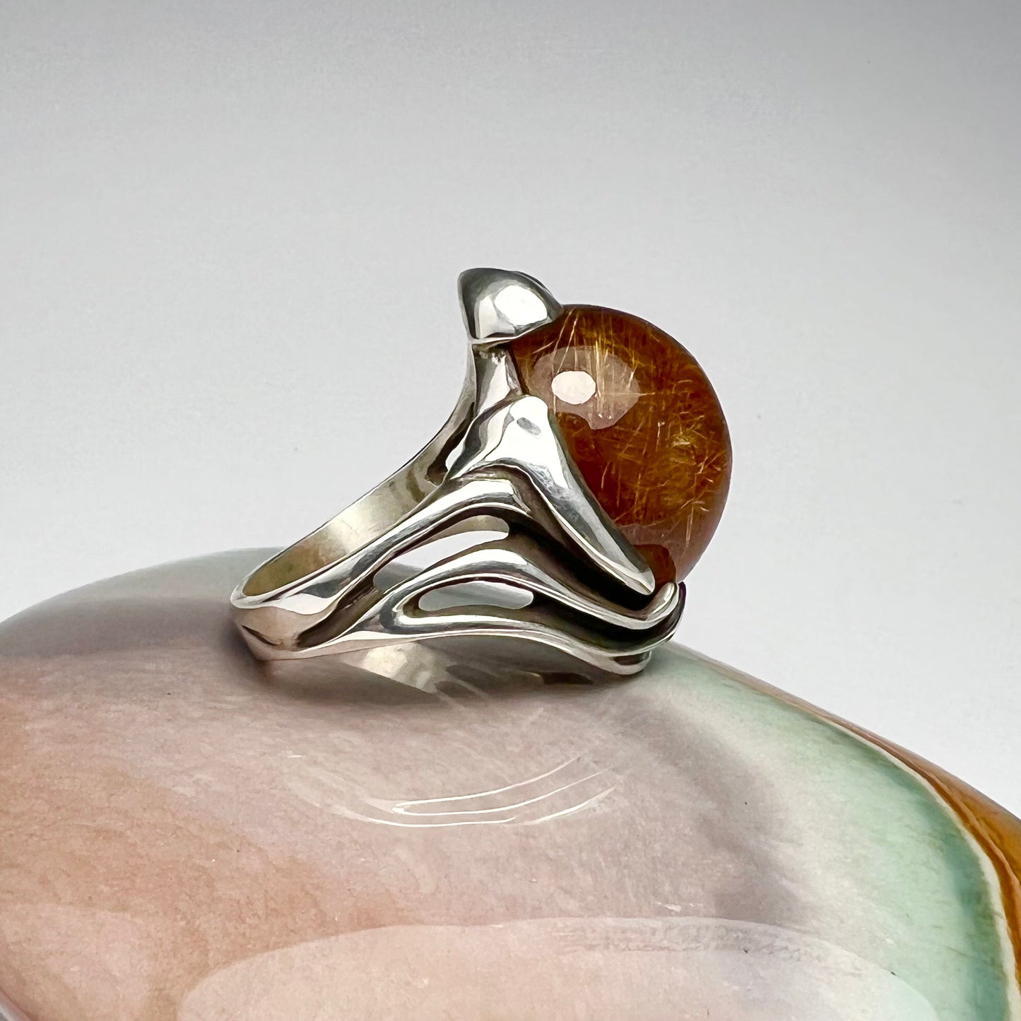 Rutilated Quartz and Sterling Silver Ring