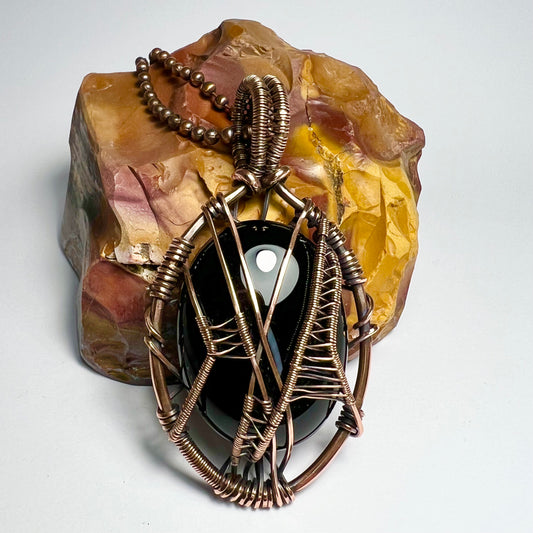 Black Onyx and Copper Pendant